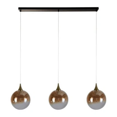 Afbeelding van LED hanglamp Alchemy, 3 lamps, zwart, amber, glas