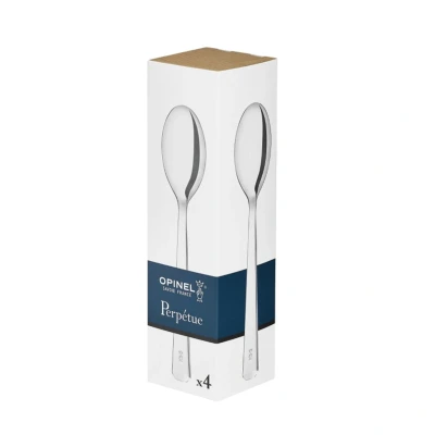 Afbeelding van OPINEL Serie Perpétue doos met 4 tafellepels van roestvrij staal modern design onderhoudsarm, vaatwasmachinebestendig