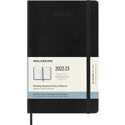 Afbeelding van Moleskine 18 Maanden Agenda 2022/23 Maandelijks Large Zachte Kaft Zwart