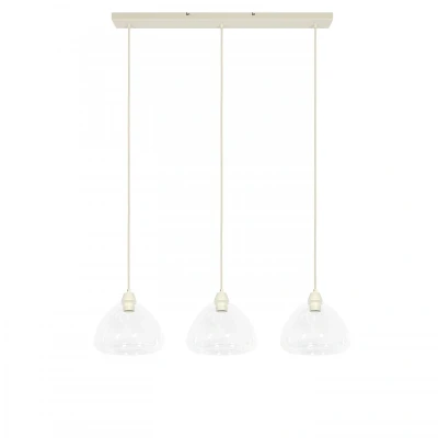 Afbeelding van Light&amp;living Hanglamp 3L 94x26x19 cm BISHO glas helder+crème