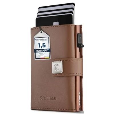 Afbeelding van SF SCOFIELD Trinity Slanke portemonnee met muntvak, creditcardhouder voor heren 10 12 kaarten, RFID bescherming, mannen, smart portemonnee, etui, Bruin Chocolade Bruin, Modern