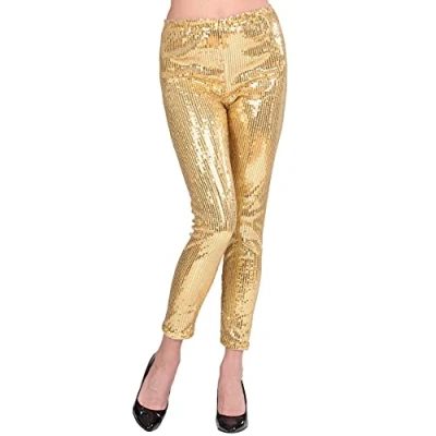 Afbeelding van Gouden glitter legging voor dames Verkleedkleding