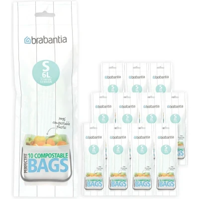 Afbeelding van Brabantia PerfectFit Composteerbare Vuilniszakken 6 l Code S 12 rollen x 10 stuks