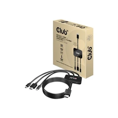Afbeelding van club3D CAC 1630 USB C / HDMI Mini DisplayPort Adapter [1x C, HDMI, 1x HDMI] Zwart 30 cm