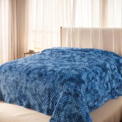 Afbeelding van HOZY Fleecedeken, 150 x 200 cm, blauw, zacht en warm, 350 g/m², voor tweepersoonsbed, flanel, omkeerbaar, dubbelzijdig