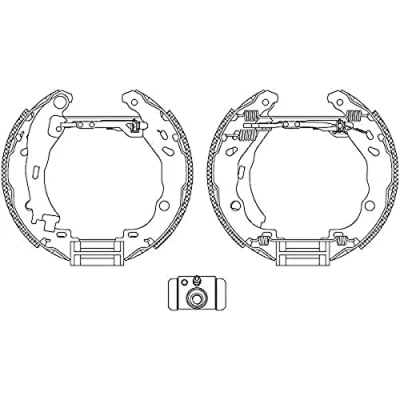 Afbeelding van HELLA Shoe Kit Pro 8DB 355 005 111 Remschijf, trommelrem Met wielremcilinder, stel element CITROËN: C2 Hatchback, C3 I Hatchback