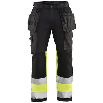 Image de Pantalon artisan haute visibilité stretch noir/jaune fluorescent