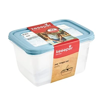 Afbeelding van keeeper Set voorraaddozen voor levensmiddelen, herschrijfbaar deksel, 2 x l, 20,5 15,5 10,5 cm, Mia Magic Ice, Nordic Blue