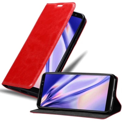 Afbeelding van Cadorabo Hoesje geschikt voor Samsung Galaxy A6 2018 in APPEL ROOD Beschermhoes met magnetische sluiting, standfunctie en kaartvakje Book Case Cover Etui