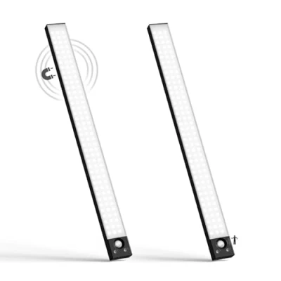 Afbeelding van LQWELL® 84 leds kastlamp met bewegingsmelder, 42,5 cm, 2200 mAh, oplaadbaar, dimbaar, voor keuken, kast, boekenkast, slaapkamer (zwart, 2 stuks)
