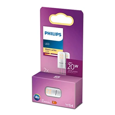 Afbeelding van Philips energiezuinige LED Capsule Transparant 20 W G4 warmwit licht 2 stuks Bespaar op energiekosten
