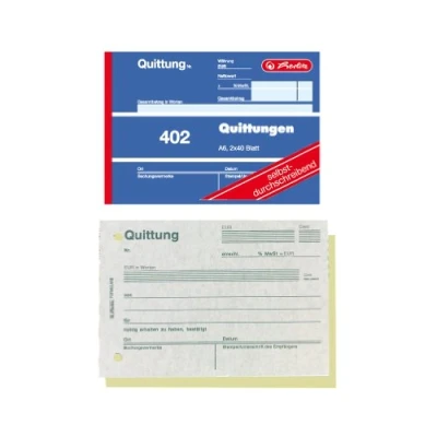 Afbeelding van Herlitz, Formulier, Formulierenboek &quot;Ontvangstbewijs 402&quot;, DIN A6, 2 x 40 vel (80 x)