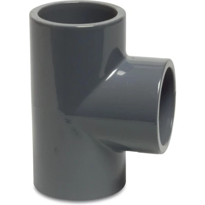 Afbeelding van T stuk 90 graden PVC U 75 mm lijmmof 16 bar grijs