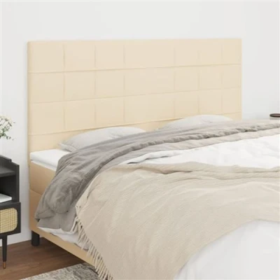 Afbeelding van vidaXL Hoofdborden 4 st 100x5x78/88 cm stof crèmekleurig