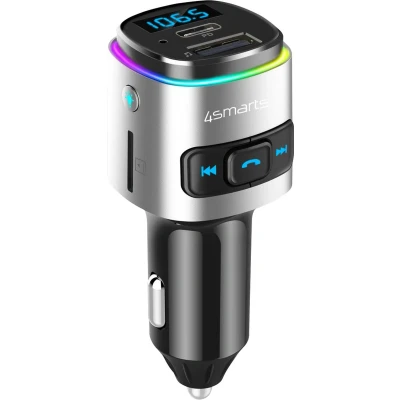 Afbeelding van 4smarts Bluetooth FM Muziek Transmitter USB/USB C Auto Snellader Zwart