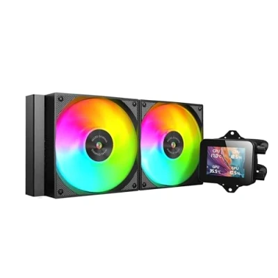 Afbeelding van MARSGAMING ML VISION240, AIO vloeibare koeling, TDP 500 W, 2 x ARGB ventilatoren met FDB kern, koper en aluminium, IPS 4:3 LCD display 360 rotatie software, universele multisocket,