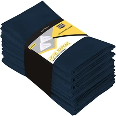 Afbeelding van Utopia Kitchen Servetten, 46 x cm, katoenmix, wasbaar en herbruikbaar, tafelservetten, voor hotel, lunch, restaurant, bruiloften, evenementen feesten, set van 12, marineblauw