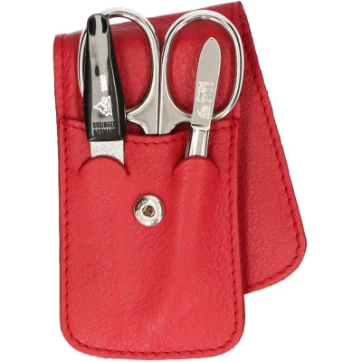 Afbeelding van Erbe Solingen 3 delige Manicure Etui met Drukknoopsluiting Rood (ERBE9014)