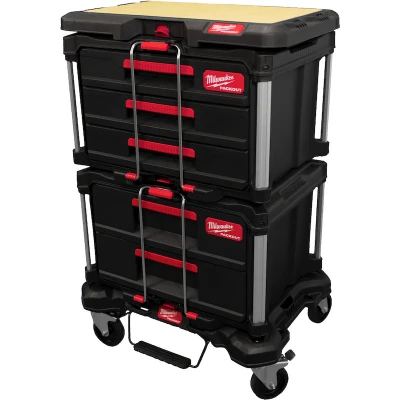 Afbeelding van Milwaukee Packout Werkplaats Startset Met Trolley En Houten Werkblad