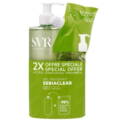 Afbeelding van SVR Sebiaclear Promo Gel Moussant + Eco Refill 2x400ml 800 ml