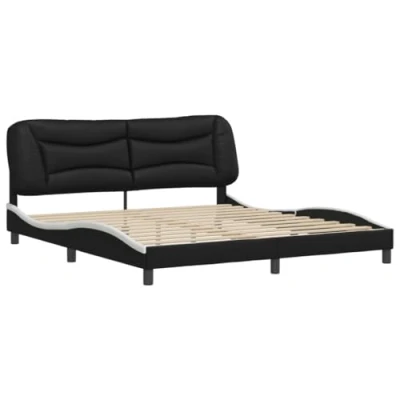 Afbeelding van vidaXL Bedframe met hoofdbord kunstleer zwart en wit 180x200 cm