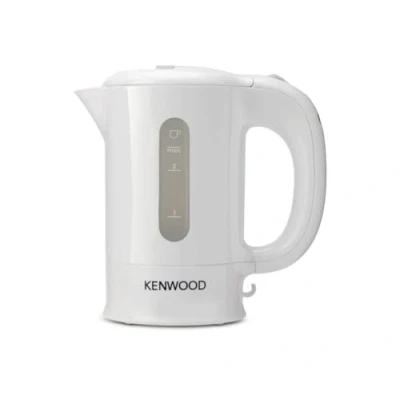 Afbeelding van Kenwood Discovery JKP250, elektrische reiswaterkoker met dubbele spanning, automatische uitschakeling, afneembare basis, kabelhaspel, inclusief 2 kopjes en lepels, inhoud 0,5 l, 650 W, wit