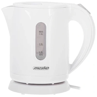 Afbeelding van Mesko MS1376 Elektrische waterkoker 0,8 l, klein, draadloos, BPA vrij, automatische uitschakeling, 360 graden basis, kalkfilter, wit, 850 W