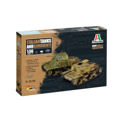 Afbeelding van 1:56 Italeri 25768 Italian Tanks &amp; Semoventi WWII 1 Tank met 4 Bouwopties Plastic Modelbouwpakket