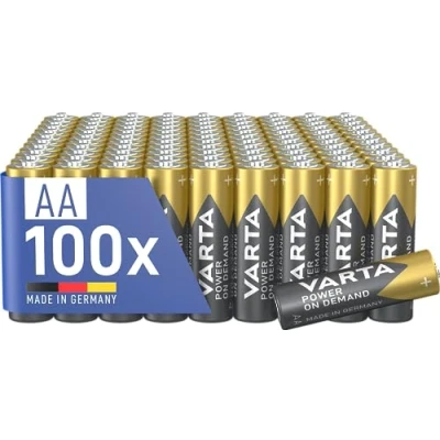 Afbeelding van VARTA AA batterijen, 100 stuks, Power on Demand, alkaline, 1,5 V, milieuvriendelijke verpakking, voor computeraccessoires, Smart Home, zaklampen, Made in Germany