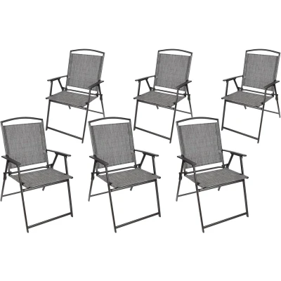 Afbeelding van BRUBAKER Bergamo tuinstoelen, set van 6 met hoge rugleuning, weerbestendig en ruimtebesparend, inklapbare balkonstoel, klapstoel voor camping, tuin, terras balkon, grijs gemêleerd