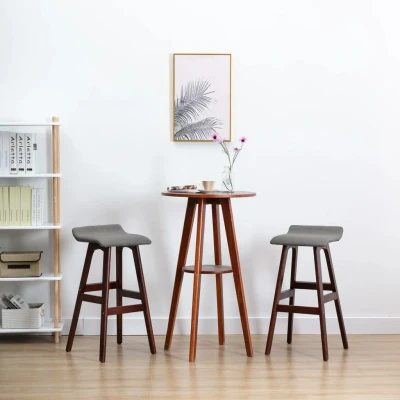 Afbeelding van Barstoelen 2 st stof donkergrijs