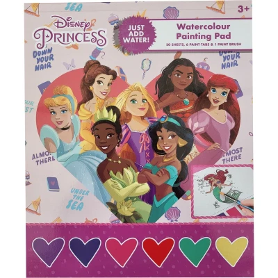 Afbeelding van Sambro Disney Princess watercolour painting pad waterverf kleurboek waterverfboek prinsessen 20 blz + verf kwast