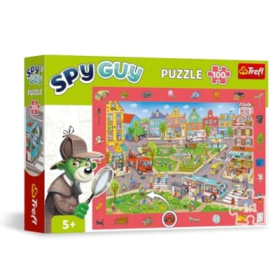 Afbeelding van Trefl Spy Guy observatiepuzzel: stad 100 stukjes Vind alle objecten van het frame, kleurrijke puzzel vol details, ontwikkeling inzicht voor kinderen vanaf 5 jaar