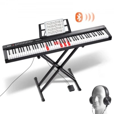 Image de VEVOR Clavier Piano Numérique 88 Touches Semi lesté Portable Électrique Support