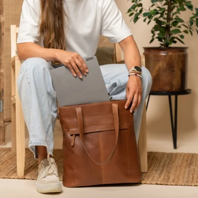 Afbeelding van Leren Shopper Cognac Nunavik