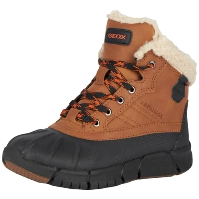 Afbeelding van Geox J Flexyper BOY B ABX Veterboots voor kinderen, Maat: 30, Cognac/black Kunststof/ textiel