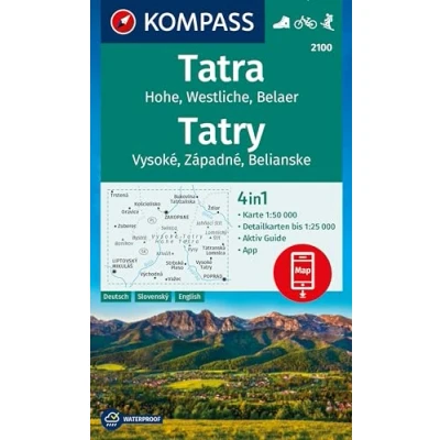 Afbeelding van KOMPASS Wanderkarte 2100 Tatra, Hohe, Westliche, Belaer, Tatry, Vysoké, Západné, Belianske 1:50.000