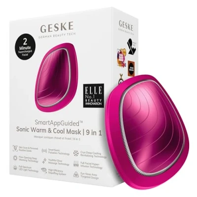 Afbeelding van GESKE SmartAppGuided™ Sonic Warm &amp; Cool Mask 9 in 1 Beauty LED gezichtsmasker Volledig spectrum en roodlichttherapie Warmte Koeling Verhoogde inname van gezichtsverzorging