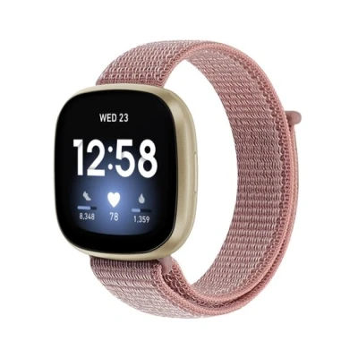 Afbeelding van Fitbit Versa 3 &amp; Sense 1 Sport loop nylon bandje Oudroze
