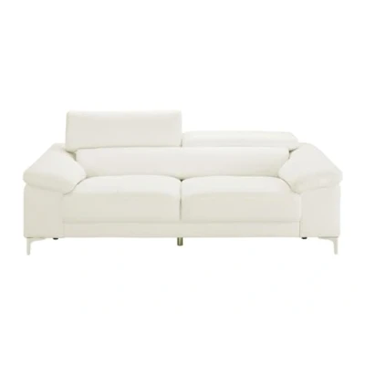 Afbeelding van LINEA SOFA Driezitsbank van leer SOLANGE Wit L 210 cm x H 90 D 103