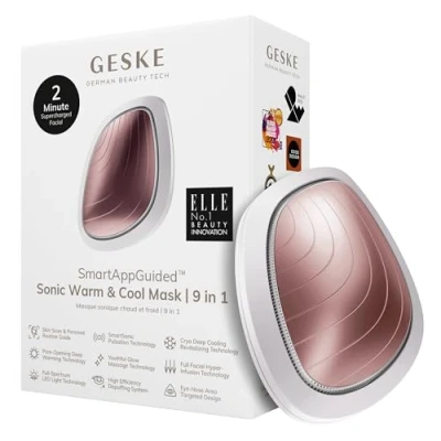 Afbeelding van GESKE SmartAppGuided™ Sonic Warm &amp; Cool Mask 9 in 1 Beauty LED gezichtsmasker Volledig spectrum en roodlichttherapie Warmte Koeling Verhoogde inname van gezichtsverzorging