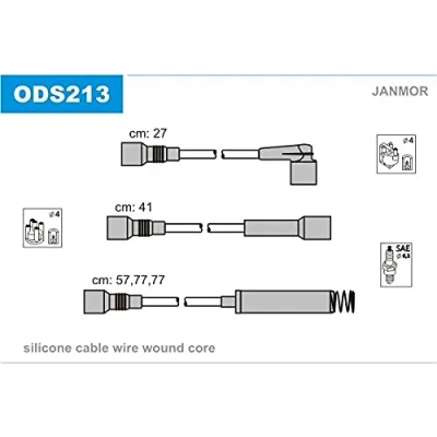 Afbeelding van JANMOR ODS213 Bougiekabelset OPEL: Calibra A, Corsa A TR