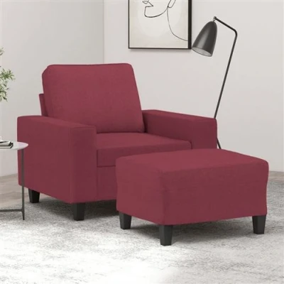 Afbeelding van vidaXL Fauteuil met voetenbank 60 cm stof wijnrood