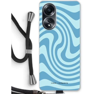 Afbeelding van Case Company® hoesje met Koord geschikt voor Oppo A58 4G Swirl Blauw Telefoonhoesje Zwart Bescherming aan alle Kanten en Over de Schermrand