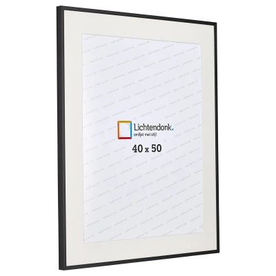 Afbeelding van Wissellijst Met Passepartout Aluminium Zwart 40 x 50 cm