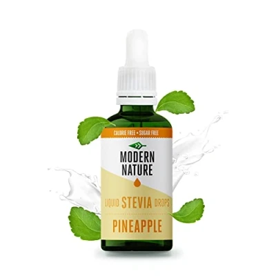Afbeelding van Modern Nature Vloeibare Stevia druppels ananassmaak Zero Calorieën en Suikervrij Keto Vegan Diet Flavdrops voor koffie, thee, eiwit, pap, yoghurt zoetstof 50 ml