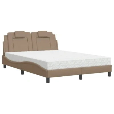 Afbeelding van vidaXL Bed met matras kunstleer cappuccinokleurig 140x200 cm