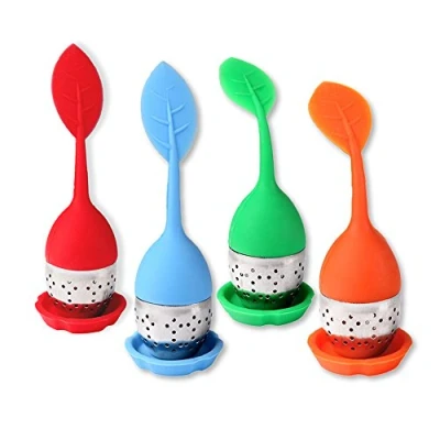 Afbeelding van Schramm® Theezeef in bladlook, 4 verschillende kleuren, 15,5 x 1,5 cm, BPA vrij