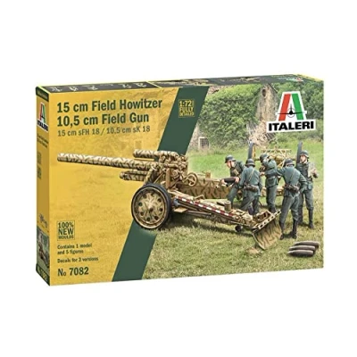 Afbeelding van 1:72 Italeri 7082 15 cm Field Howitzer / 10,5 Gun Plastic Modelbouwpakket