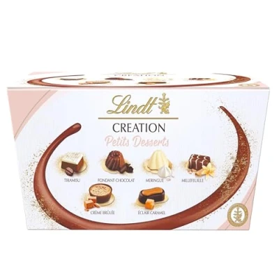 Afbeelding van Lindt Creation Dessert Ballotin geassorteerde chocoladedoos 19 pralines, 200 g, witte en pure chocolade